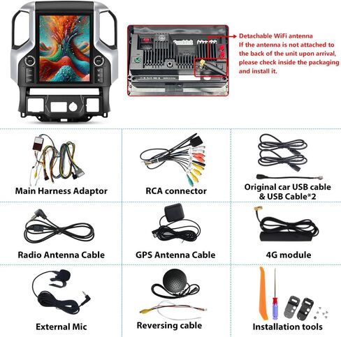QCM 6125 Car Radio Stereo for GMC Sierra & Chevrolet Silverado 2019-2023, Android 8 Core [4GB+64GB] Head Unit with T Style 12.1 Inch Screen/Wireless CarPlay & Android Auto/HDMI/WiFi/4G LTE in Kuwait