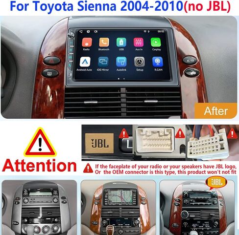9 inch Touchscreen Car Radio Stereo with Wireless Carplay Android Auto Navi Volume Knob for Toyota Sienna 2004 2005 2006 2007 2008 2009 2010 in Saudi Arabia