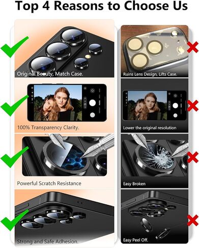 EZ-GLAZ-for Galaxy S26 Ultra Camera Lens Protector, with Aerospace-Grade Aluminum Alloy Ring, 1:1 Invisible Fit & Ultra-Clear, Military-Grade 9H+ Glass, Black in Saudi Arabia