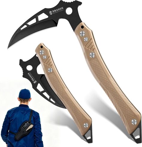 Dragon Creek Folding Sickle Knife - with Bag Quick Release Brown in Kuwait