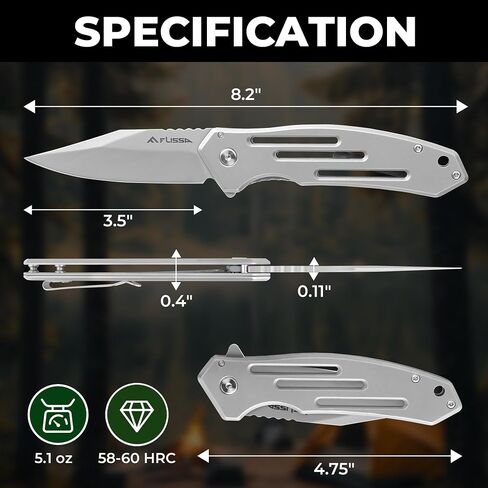 FLISSA Pocket Knife with 3.5" Blade, All Stainless Steel Construction in Kuwait