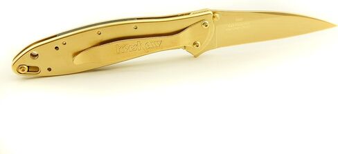Kershaw Leek 1660 Assisted Opening Pocket Knife, Plain Edge, Satin 24k Gold Finish in Kuwait
