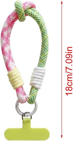 Color Blocking Cell Phone Wrist Strap Cute Braided Rope Phone Charm Wrist Strap With Tether Tab Short Woven Phone Wristlet Strap Key Lanyard for Women Girls Camera Cellphone Case Keychain Wristlet in Kuwait