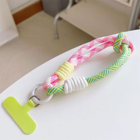 Color Blocking Cell Phone Wrist Strap Cute Braided Rope Phone Charm Wrist Strap With Tether Tab Short Woven Phone Wristlet Strap Key Lanyard for Women Girls Camera Cellphone Case Keychain Wristlet in Kuwait