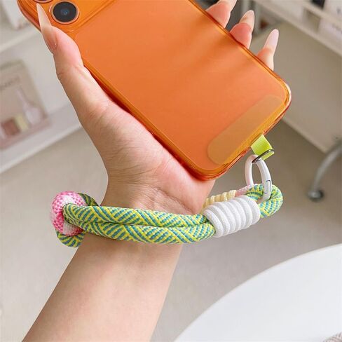 Color Blocking Cell Phone Wrist Strap Cute Braided Rope Phone Charm Wrist Strap With Tether Tab Short Woven Phone Wristlet Strap Key Lanyard for Women Girls Camera Cellphone Case Keychain Wristlet in Kuwait