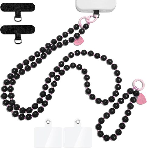 cioatu Cute Cell Phone Lanyard Phone Wrist Straps Pink Rope Pearl Crossbody Phone Lanyards Phone Neck Strap in Saudi Arabia