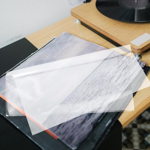 Uonlytech 60pcs Vinyl Record Sleeves Self Adhesive Protective Covers for Vinyl Records Made of Plastic with Easy Sealing Feature from Mud Fingerprints and Stains in Kuwait