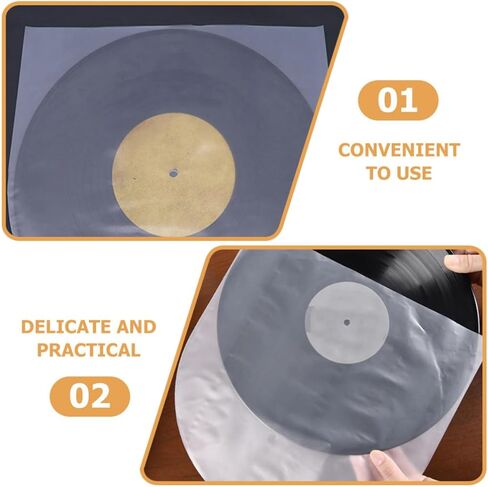 ibasenice 100pcs Vinyl Record Sleeves 12 Inch Plastic Vinyl Album Sleeve Anti-Static Design Sturdy Construction Protection in Kuwait