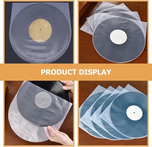ibasenice 100pcs Vinyl Record Sleeves 12 Inch Plastic Vinyl Album Sleeve Anti-Static Design Sturdy Construction Protection in Kuwait