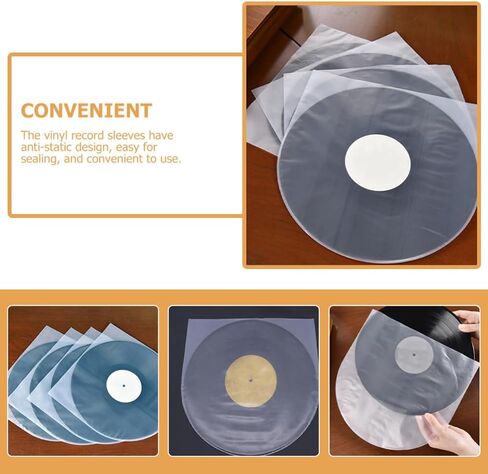 ibasenice 100pcs Vinyl Record Sleeves 12 Inch Plastic Vinyl Album Sleeve Anti-Static Design Sturdy Construction Protection in Kuwait
