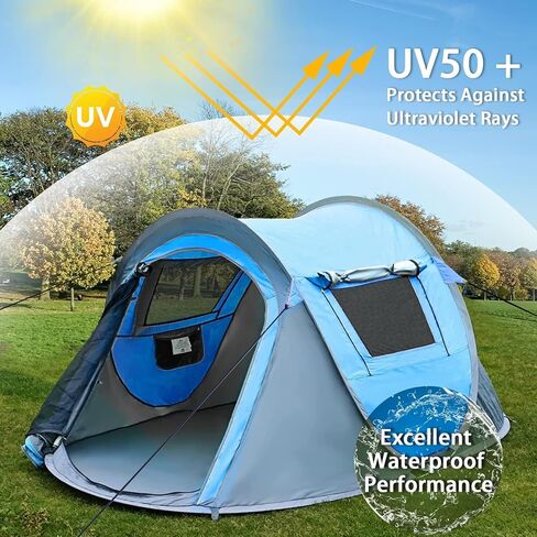 4 Person Pop Up Camping Tent, Instant Setup, Waterproof Tent in Kuwait