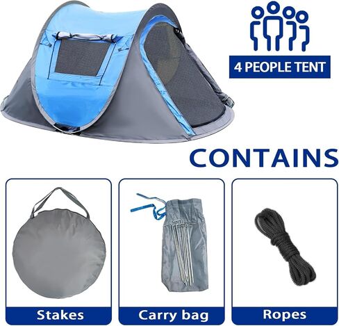 4 Person Pop Up Camping Tent, Instant Setup, Waterproof Tent in Kuwait
