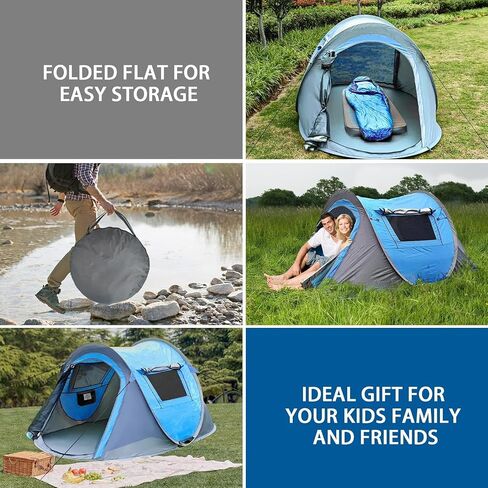 4 Person Pop Up Camping Tent, Instant Setup, Waterproof Tent in Kuwait
