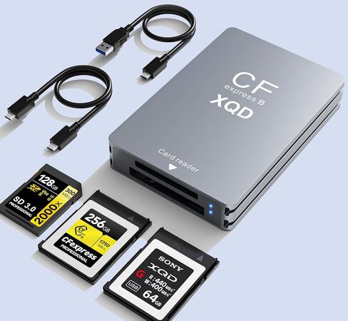 CFexpress Type B Card Reader with XQD & SD, USB C 3.2 Gen 2 10Gbps Aluminum Memory Card Reader for CFexpress Type B, XQD, and SD UHS-II/UHS-I Cards in Kuwait