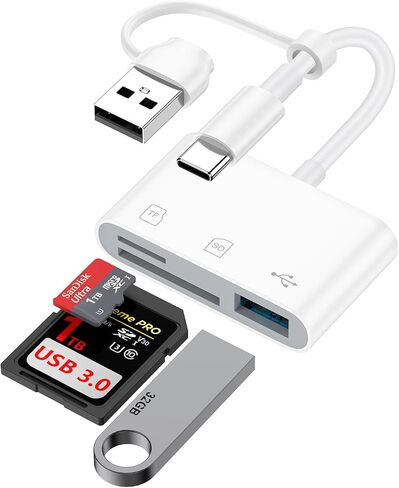 USB C SD Card Reader for iPhone 17 Air 17 16 Pro Max Dual Port Card Adapter in Kuwait