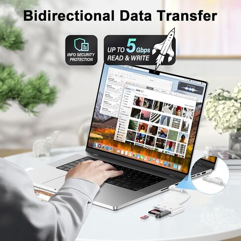 USB C SD Card Reader for iPhone 17 Air 17 16 Pro Max Dual Port Card Adapter in Kuwait