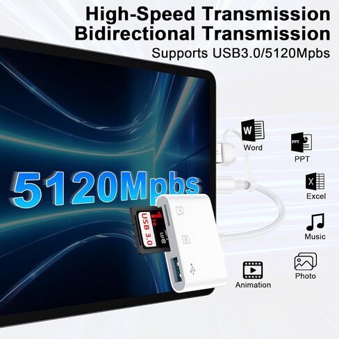 USB C SD Card Reader for iPhone 17 Air 17 16 Pro Max Dual Port Card Adapter in Kuwait
