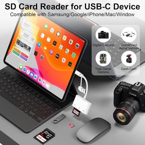 USB C SD Card Reader for iPhone 17 Air 17 16 Pro Max Dual Port Card Adapter in Kuwait