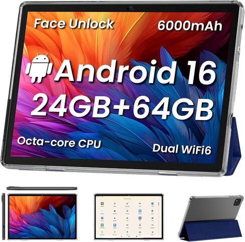 COLORROOM Android16 Tablet,10inch Tablet with Case, Octa Core CPU,Blue in Kuwait