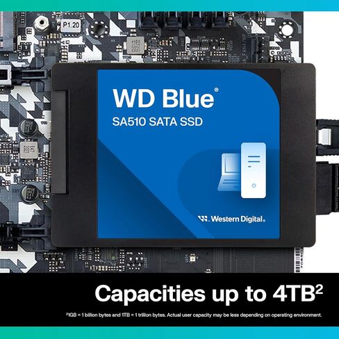 Western Digital 1TB WD Blue SA510 SATA Internal Solid State Drive SSD - SATA III 6 Gb/s, 2.5"/7mm, Up to 560 MB/s - WDS100T3B0A (Renewed) in Kuwait