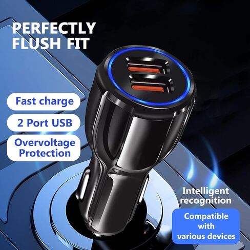 Fast USB Car Type C Charger 30W Adapter for Moto G Power 2025/G Stylus/G Play/G Pure,Edge,Motorola One 5G Ace/Razr, Carplay Cable for iPhone 16E 16 15 Pro Charging Samsung Galaxy & More Android Phone in Kuwait