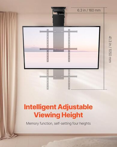 VEVOR Motorized Ceiling TV Mount, TV Wall Mount for 32 to 70 Inch TV, Electric Adjustable Ceiling TV Mount, Motorized Flip Down TV Mount Bracket with Max VESA 24 x 24 in, Fits TVs Up to 110 lbs in Kuwait