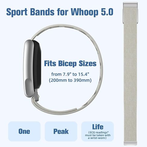 Getino Nylon Bicep Band Compatible with Whoop 5.0 Bands One, Peak and Life MG, Breathable Sport Adjustable Elastic Replacement Strap for Whoop Bicep Band 5.0 Fitness Activity Tracker, Starlight in Saudi Arabia