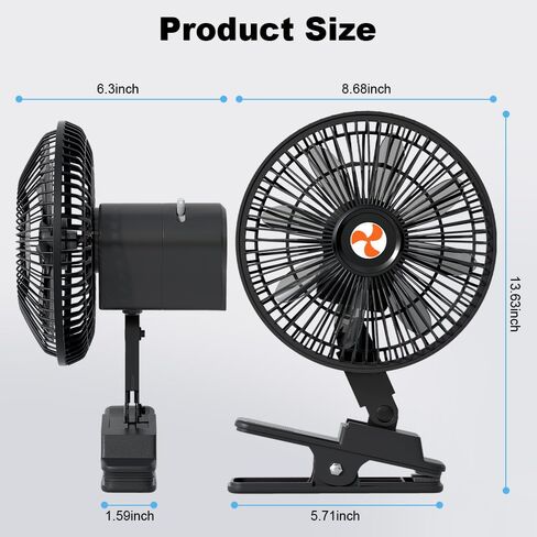 12 V Oscillating Fan, 8" Portable Fan Wide-Bound Cooling Ventilation in Kuwait