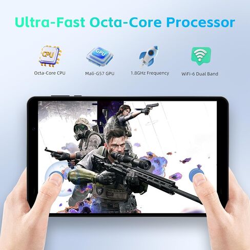 HAOVM 【2025 Android 15 Tablet M8 Tablet 8 inch，8 core CPU, 12GB+64GB，2TB Expandable, HD IPS Display, Wi-Fi 6, BT5.4, 5MP+8MP Camera, 5100mAh Large Battery, Widevine L1, Gray in Kuwait