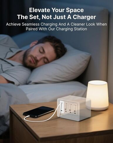 Gitryin 1 Micro USB, 1 Lightning, 2 Type-C Retractable Wall Chargers with 2 USB A Ports and 1 Power Strip, 12-in-1 Modular Charging Station in Kuwait