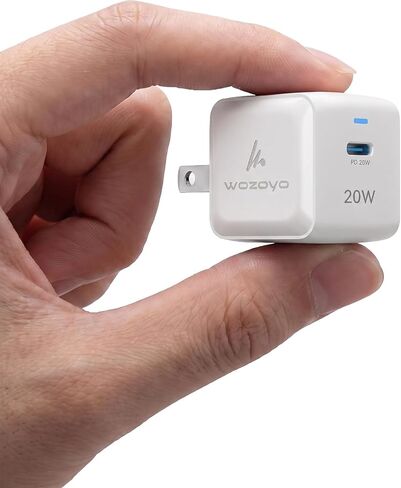 PD 20W GaN Charger, Wozoyo Type-C Fast Charger Compatible for iPhone 17/16/16 Pro Max/15 Series/iPad Pro, Smartphones & Tablets, QC 3.0,Compact Foldable Plug Design, Smart Power Delivery in Kuwait