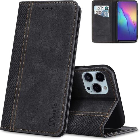 AKABEILA Compatible with Samsung Galaxy S26 Ultra Protective PU Leather Flip Case Stand Wallet Folding Cases Bag Cover with [Card Slot] [Stand Function] [Magnetic] Black in Kuwait