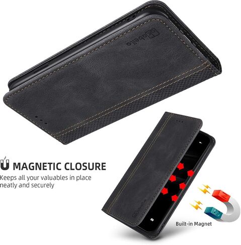AKABEILA Compatible with Samsung Galaxy S26 Ultra Protective PU Leather Flip Case Stand Wallet Folding Cases Bag Cover with [Card Slot] [Stand Function] [Magnetic] Black in Kuwait