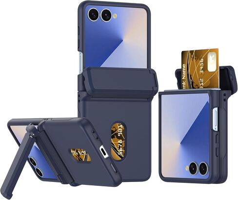 Compatible with Samsung Z Flip 7 Case with Card Slot & Kickstand Multi-Function Design,Stylish Shockproof Rugged Full Body Protective Phone Case,for Samsung Galaxy Z Flip 7 (Clear) in Saudi Arabia