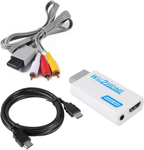 Aokin AV Cable and Wii to HDMI Converter for Wii, Audio Video AV Cable Cord and Wii to HDMI Adapter for Nintendo Wii, Includes 1.5 m/4.9 feet HDMI Cable in Kuwait