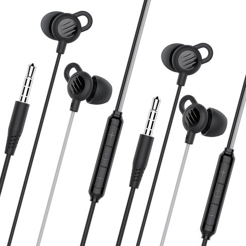 MEE audio SleepTones Wired Sleep Earbuds 3.5mm Plug for Side Sleepers with Lightweight Low-Profile Silicone Earpieces, Noise Reduction Sleeping Headphones with Built-in Mic, & Volume Controls in Kuwait