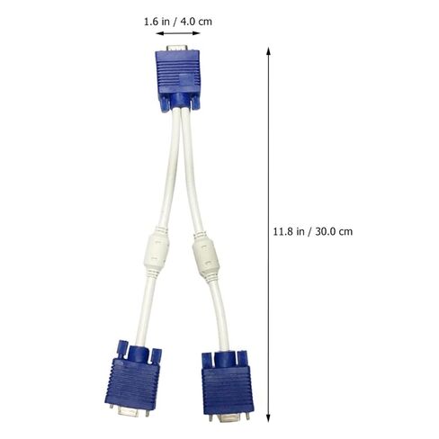 Vga Splitter with Abs and Copper Material 2pcs Adapter Cable Male to Dual Female Stable Data Transmission 0.3 Meter Length, Sturdy and Not Easy to Break for Monitor and Tv in Kuwait