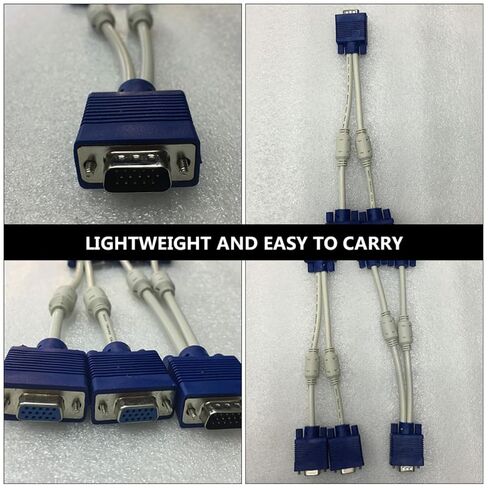 Vga Splitter with Abs and Copper Material 2pcs Adapter Cable Male to Dual Female Stable Data Transmission 0.3 Meter Length, Sturdy and Not Easy to Break for Monitor and Tv in Kuwait