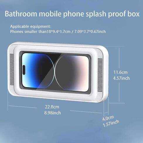 Shower Phone Holder Waterproof with Speaker Hole, 360° Rotatable Anti-Fog Bathroom Wall Mount Phone Case, Splash Proof Shower Phone Stand for Bathtub Kitchen Mirror, Fits 4"-7" Phones (White) in Kuwait