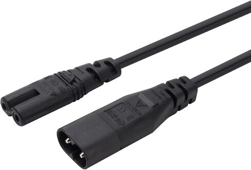 IEC 60320 C8 Plug to C7 Receptacle Male to Female Extension Power Supply Main Adapter Cable 6ft in Saudi Arabia