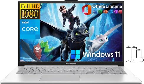 ASUS Vivobook Go Laptop, Lifetime MS Office, 15.6" FHD 60Hz Display, Intel N150 Processor, 8GB DDR5 RAM, 128GB SSD, Wi-Fi 6, Bluetooth 5.2, Windows 11 Home, Silver, w/Battery in Kuwait