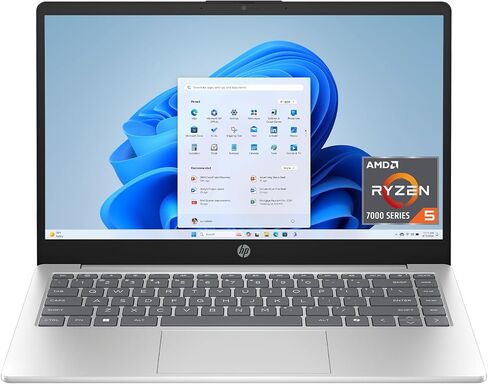 HP 14 inch Laptop, HD Touchscreen Display, AMD Ryzen 5 7520U, 8 GB RAM, 512 GB SSD, AMD Radeon Graphics, Windows 11 Home, Natural Silver, 14-em0499nr in Kuwait