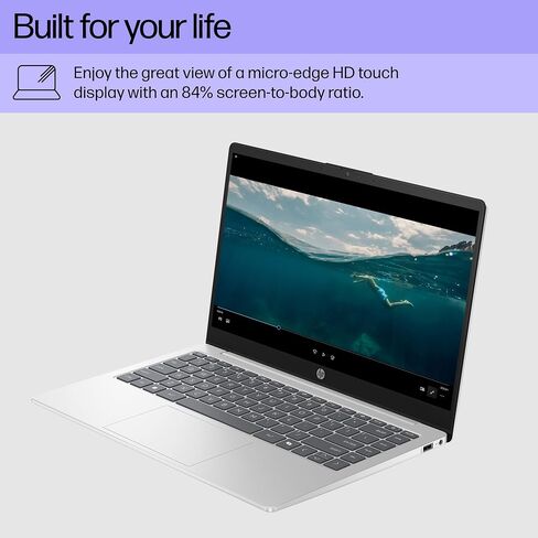 HP 14 inch Laptop, HD Touchscreen Display, AMD Ryzen 5 7520U, 8 GB RAM, 512 GB SSD, AMD Radeon Graphics, Windows 11 Home, Natural Silver, 14-em0499nr in Kuwait