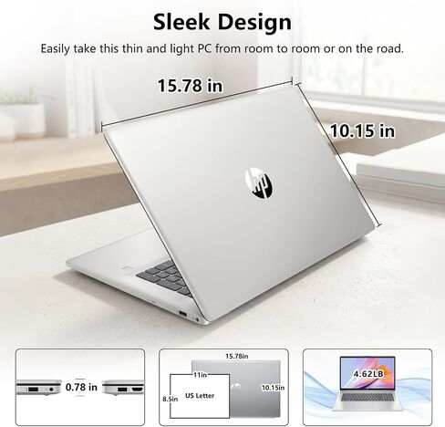 HP 17.3" Touchscreen Copilot AI Laptop, Intel Core Ultra 5 225U, PCONLINE Customized 16GB/64GB DDR5 RAM, 1TB/2TB SSD, Wi-Fi 6, Backlit Keyboard & Numeric Keypad, FP Reader, Battery Fast charge, Win11P in Kuwait