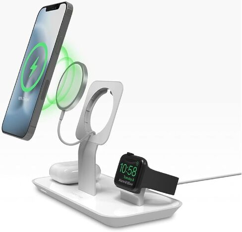 MOPHIE 3-in-1 Wireless Charging Dock Valet for Apple iPhone, AirPods & Apple Watch, Rapid Charger, Wireless Charger Stand for Mag-Safe Charging (Renewed) in Kuwait