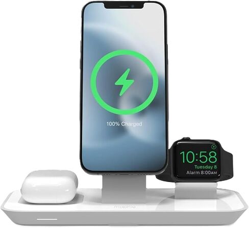 MOPHIE 3-in-1 Wireless Charging Dock Valet for Apple iPhone, AirPods & Apple Watch, Rapid Charger, Wireless Charger Stand for Mag-Safe Charging (Renewed) in Kuwait