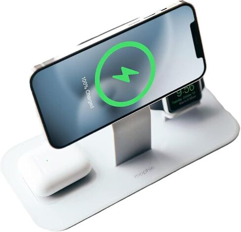 MOPHIE 3-in-1 Wireless Charging Dock Valet for Apple iPhone, AirPods & Apple Watch, Rapid Charger, Wireless Charger Stand for Mag-Safe Charging (Renewed) in Kuwait