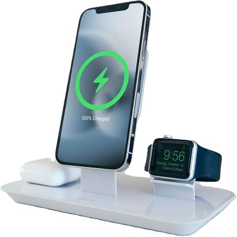 MOPHIE 3-in-1 Wireless Charging Dock Valet for Apple iPhone, AirPods & Apple Watch, Rapid Charger, Wireless Charger Stand for Mag-Safe Charging (Renewed) in Kuwait