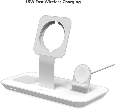 MOPHIE 3-in-1 Wireless Charging Dock Valet for Apple iPhone, AirPods & Apple Watch, Rapid Charger, Wireless Charger Stand for Mag-Safe Charging (Renewed) in Kuwait