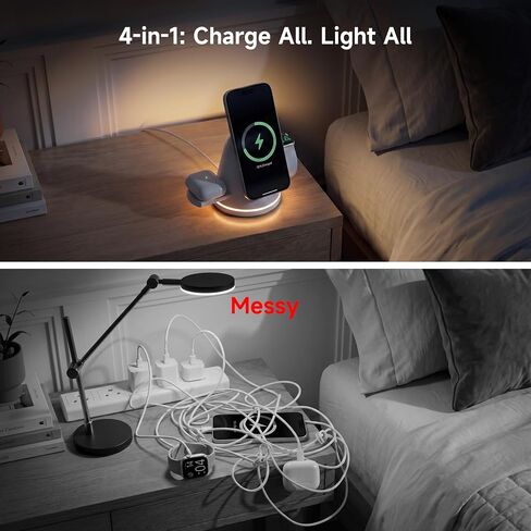 4‑in‑1 Wireless Charging Stand with Night Light, for Apple & Samsung in Kuwait